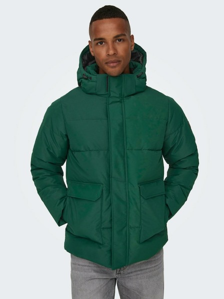 ONLY & SONS Dunkelgrüne Herren-Steppwinterjacke ONLY & SONS Carl