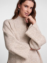 Pieces Beigefarbener gerippter Oversize-Pullover Pieces Jade