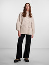 Pieces Beigefarbener gerippter Oversize-Pullover Pieces Jade