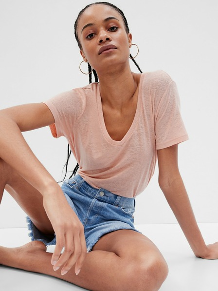 GAP Leinen T-Shirt mit kurzen Ärmeln GAP