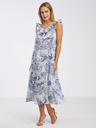 Jacqueline de Yong JDY Filippa blau-weiß geblümtes Midikleid