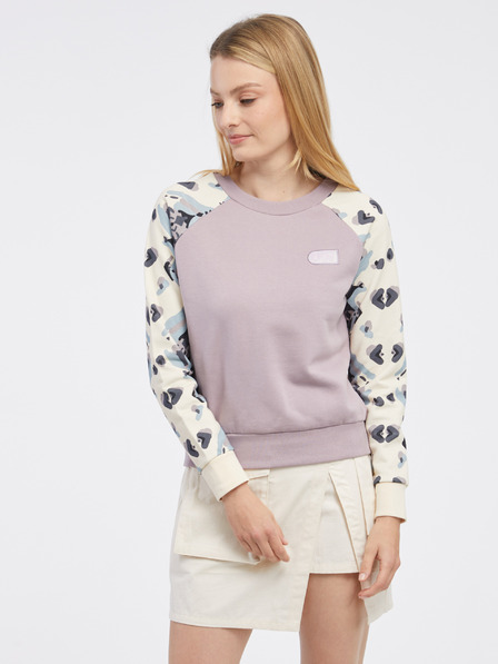 Picture Cremefarbene und lila gemusterte Damen-Kapuzenjacke Picture Blayr