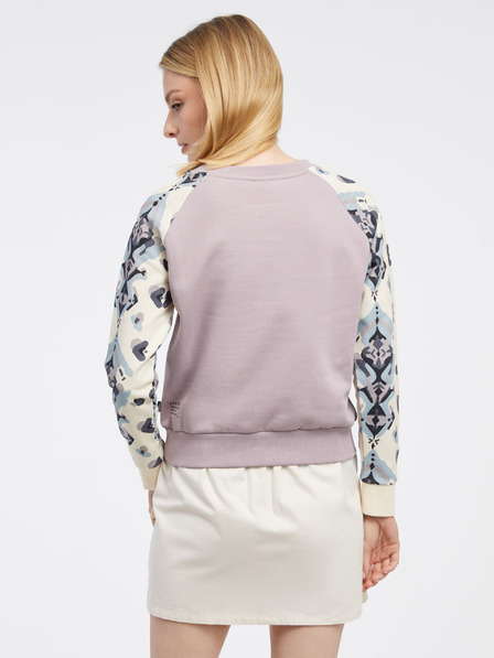 Picture Cremefarbene und lila gemusterte Damen-Kapuzenjacke Picture Blayr