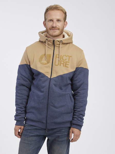 Picture Beige-blauer Picture Plush Herren-Kapuzenpullover mit Reißverschluss