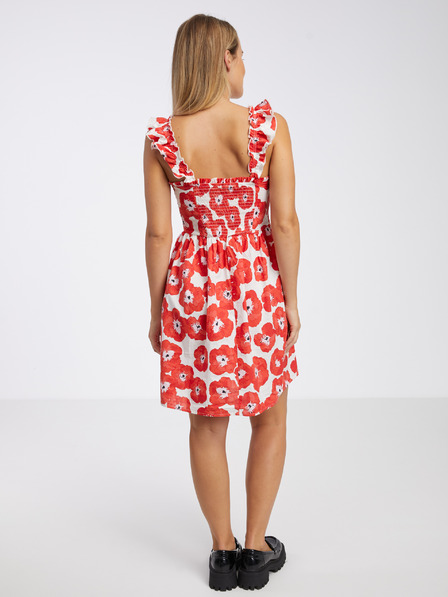 Pieces Weiß-rotes Damen-Blumenkleid Pieces Halia