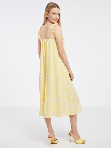 Jacqueline de Yong JDY Starr gelb gemustertes Midikleid mit Riemchen