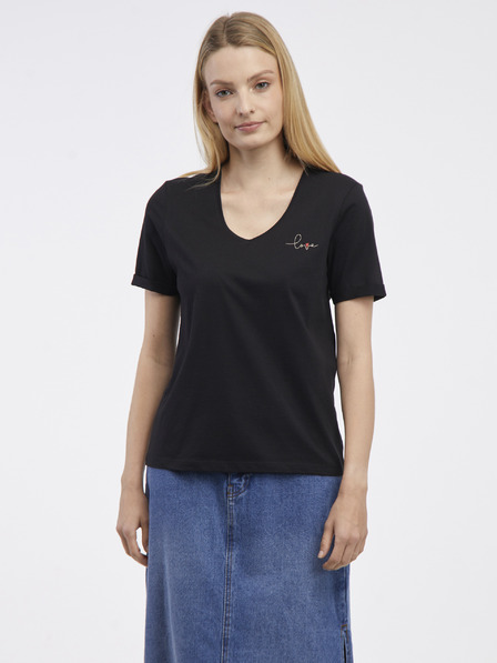 Pieces Schwarzes Damen-T-Shirt Pieces Fawna