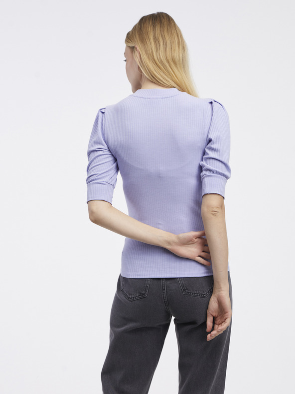 Vila Hellviolettes geripptes T-Shirt für Damen VILA Felia