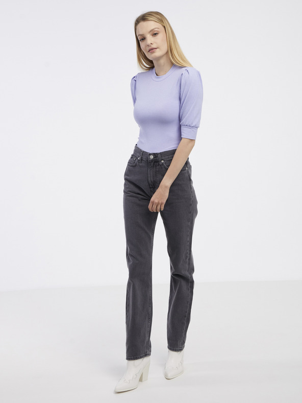 Vila Hellviolettes geripptes T-Shirt für Damen VILA Felia