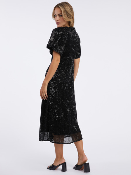 Orsay Schwarzes Damen Midikleid mit Pailletten ORSAY