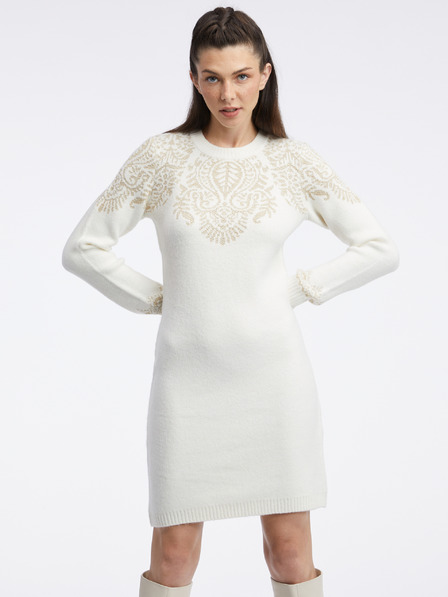 Orsay Cremefarbenes Damen-Pulloverkleid ORSAY