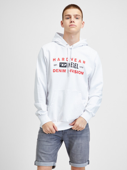 Diesel Weißer Herren-Kapuzenpullover Diesel Girk