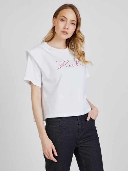 Karl Lagerfeld Weißes Damenshirt mit Schulterpolstern KARL LAGERFELD