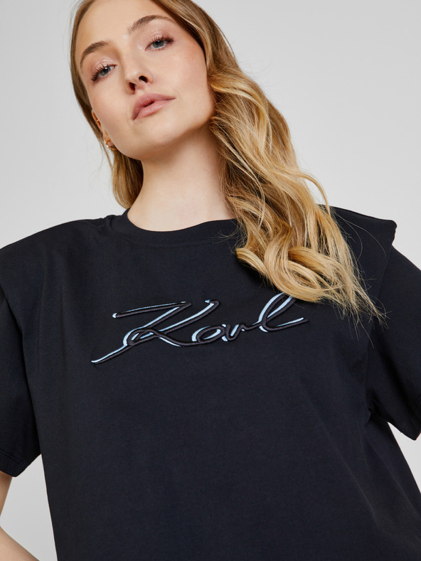 Karl Lagerfeld Schwarzes Damen-T-Shirt mit Schulterpolstern KARL LAGERFELD