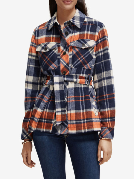 Scotch & Soda Leichter blauer Damen-Kurzmantel mit Wollmischung Scotch & Soda