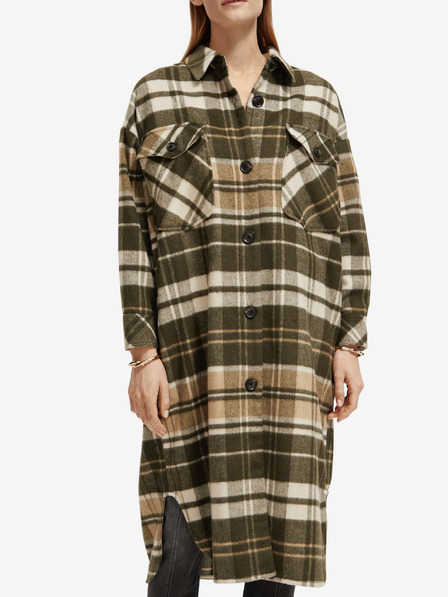 Scotch & Soda Brauner leichter Damen-Hemdenmantel mit Wollmischung Scotch & Soda