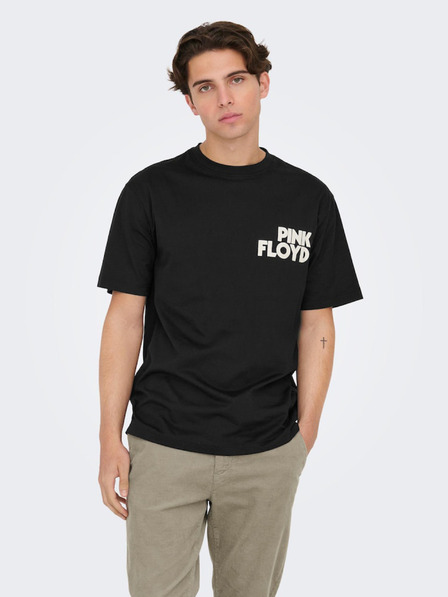 ONLY & SONS Schwarzes Herren-Kurzarm-T-Shirt ONLY & SONS Pink Floyd