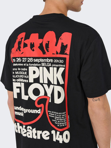 ONLY & SONS Schwarzes Herren-Kurzarm-T-Shirt ONLY & SONS Pink Floyd