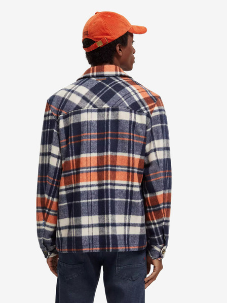 Scotch & Soda Blaues Herrenhemd leichte Jacke mit Scotch & Soda Wollmischung