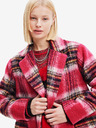 Desigual Rosa karierter Damenmantel aus Wollgemisch Desigual Tommy