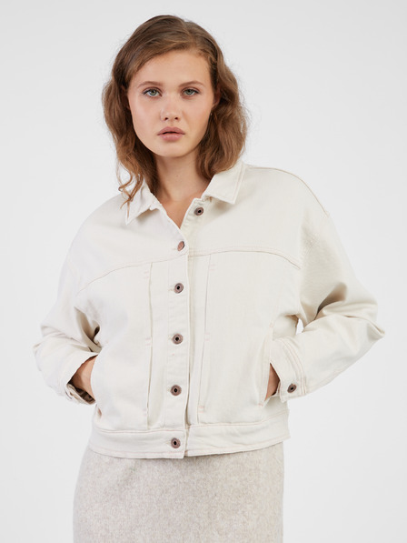 Pepe Jeans Cremefarbene Damen-Jeansjacke Pepe Jeans Foxy Denim