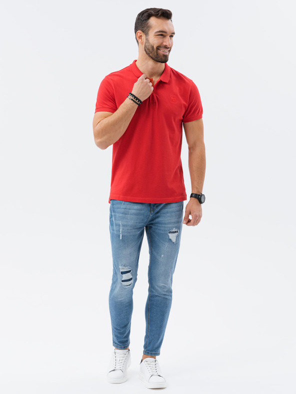 Ombre Clothing Rotes Herren Basic-Poloshirt Ombre Clothing