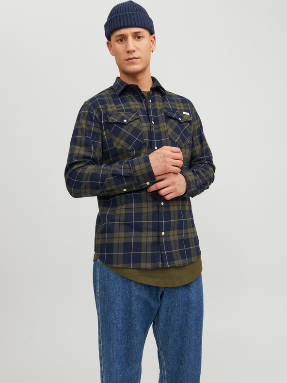 Jack & Jones Blaues und grünes Jack & Jones Heridan Herren-Karohemd