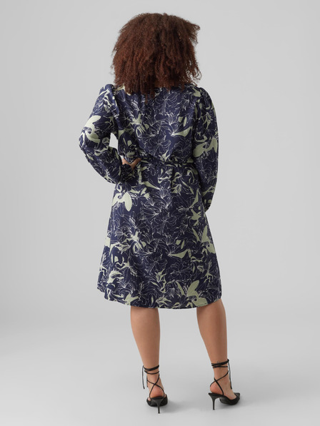 Vero Moda Curve Dunkelblaues gemustertes Damen-Shirt-Kleid VERO MODA Abbi
