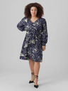 Vero Moda Curve Dunkelblaues gemustertes Damen-Shirt-Kleid VERO MODA Abbi