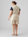 Vero Moda Curve VERO MODA CURVE Lillmae cremefarbene Damenweste mit Leinen