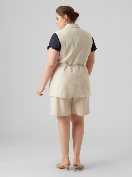 Vero Moda Curve VERO MODA CURVE Lillmae cremefarbene Damenweste mit Leinen
