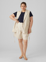 Vero Moda Curve VERO MODA CURVE Lillmae cremefarbene Damenweste mit Leinen