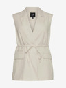 Vero Moda Curve VERO MODA CURVE Lillmae cremefarbene Damenweste mit Leinen