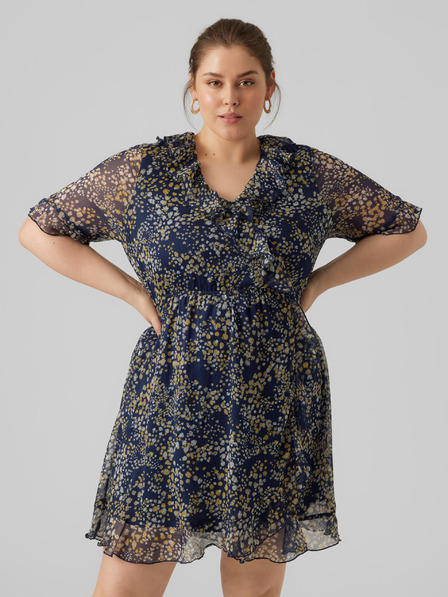 Vero Moda Curve Dunkelblaues gemustertes Kleid für Damen von VERO MODA CURVE Dora