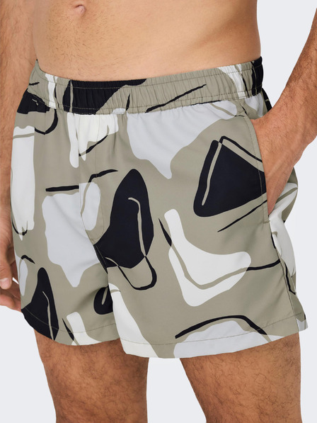 ONLY & SONS Graue gemusterte Herren-Badebekleidung ONLY & SONS Todd