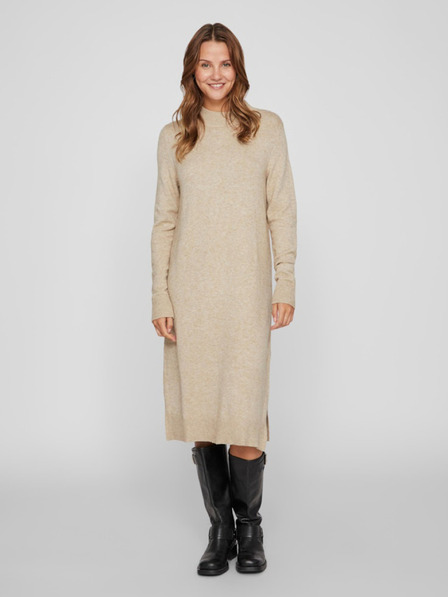 Vila Beigefarbenes Damen-Pulloverkleid VILA Viril