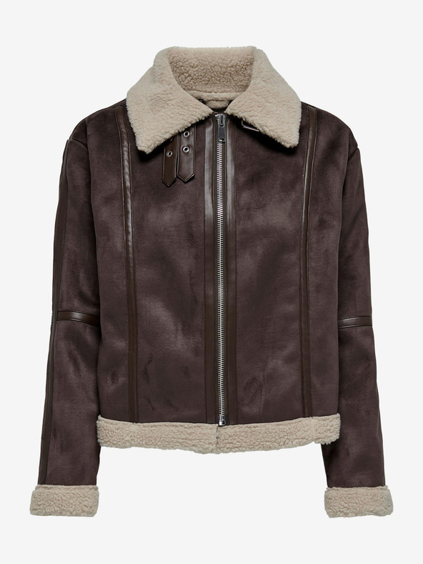 Jacqueline de Yong Dunkelbraune Damenjacke in Wildlederoptik JDY Merlin