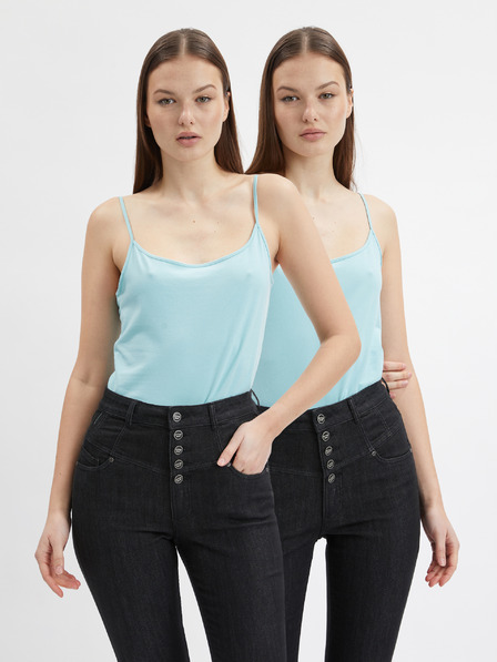 Orsay 2er-Set Basic-Tops in Hellblau von ORSAY