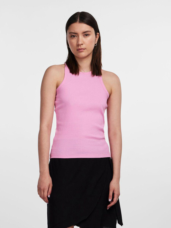 Pieces Pinkes geripptes Damen-Basic-Tank-Top Pieces Hand