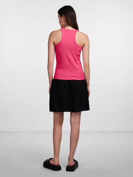 Pieces Dunkelrosa geripptes Damen-Basic-Top Pieces Ruka