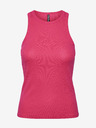 Pieces Dunkelrosa geripptes Damen-Basic-Top Pieces Ruka