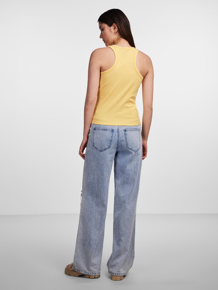 Pieces Gelbes geripptes Damen-Basic-Tank-Top Pieces Hand