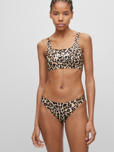 HUGO Beige Gemusterter Damen Bikini Bottom HUGO