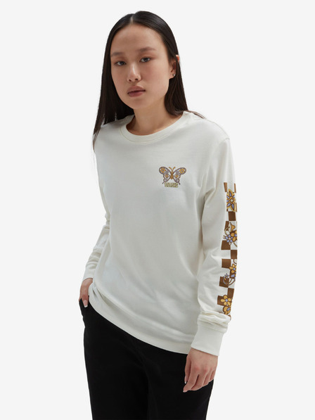 Vans Cremefarbenes Damen Langarm T-Shirt VANS Trippy Floral