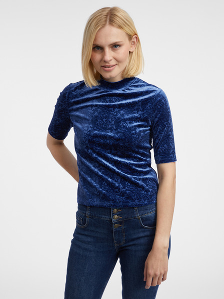 Orsay Dunkelblaues gemustertes Damen-Samt-Top ORSAY
