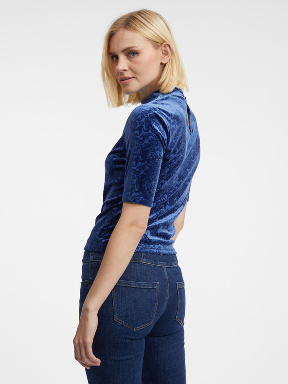 Orsay Dunkelblaues gemustertes Damen-Samt-Top ORSAY