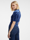 Orsay Dunkelblaues gemustertes Damen-Samt-Top ORSAY
