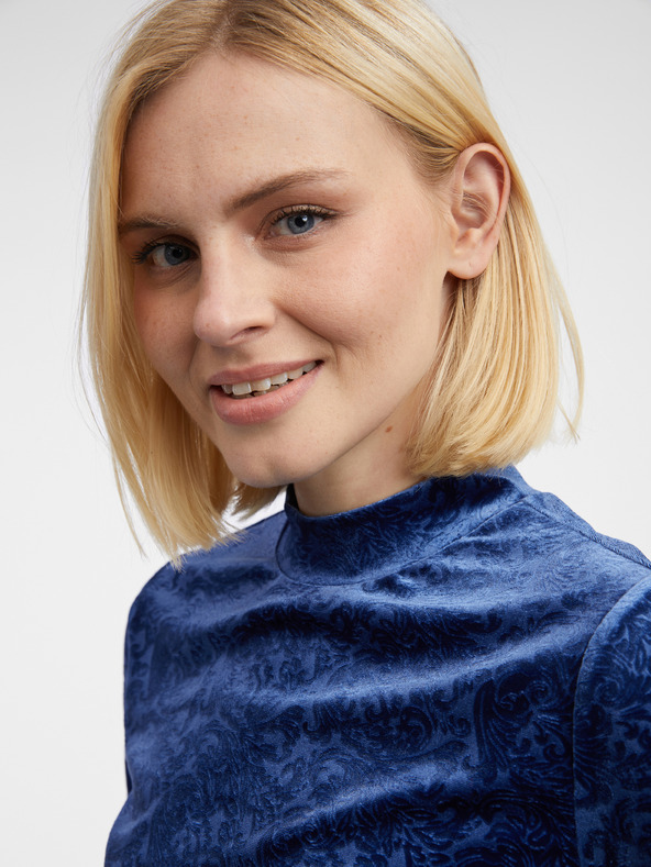 Orsay Dunkelblaues gemustertes Damen-Samt-Top ORSAY