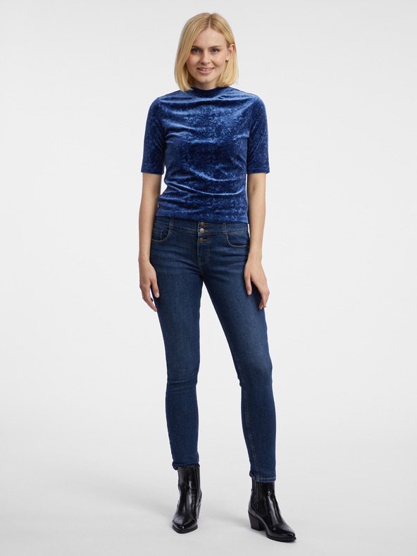 Orsay Dunkelblaues gemustertes Damen-Samt-Top ORSAY