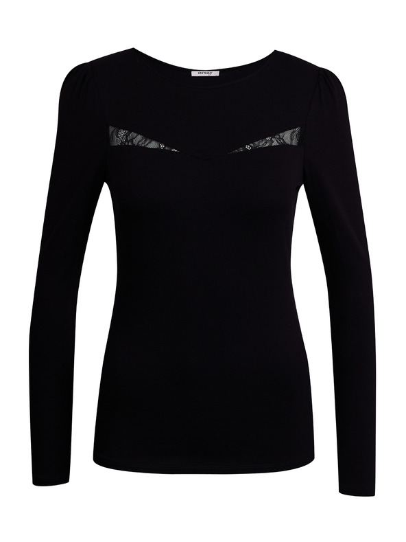 Orsay Schwarzes Damen T-Shirt mit Spitze ORSAY